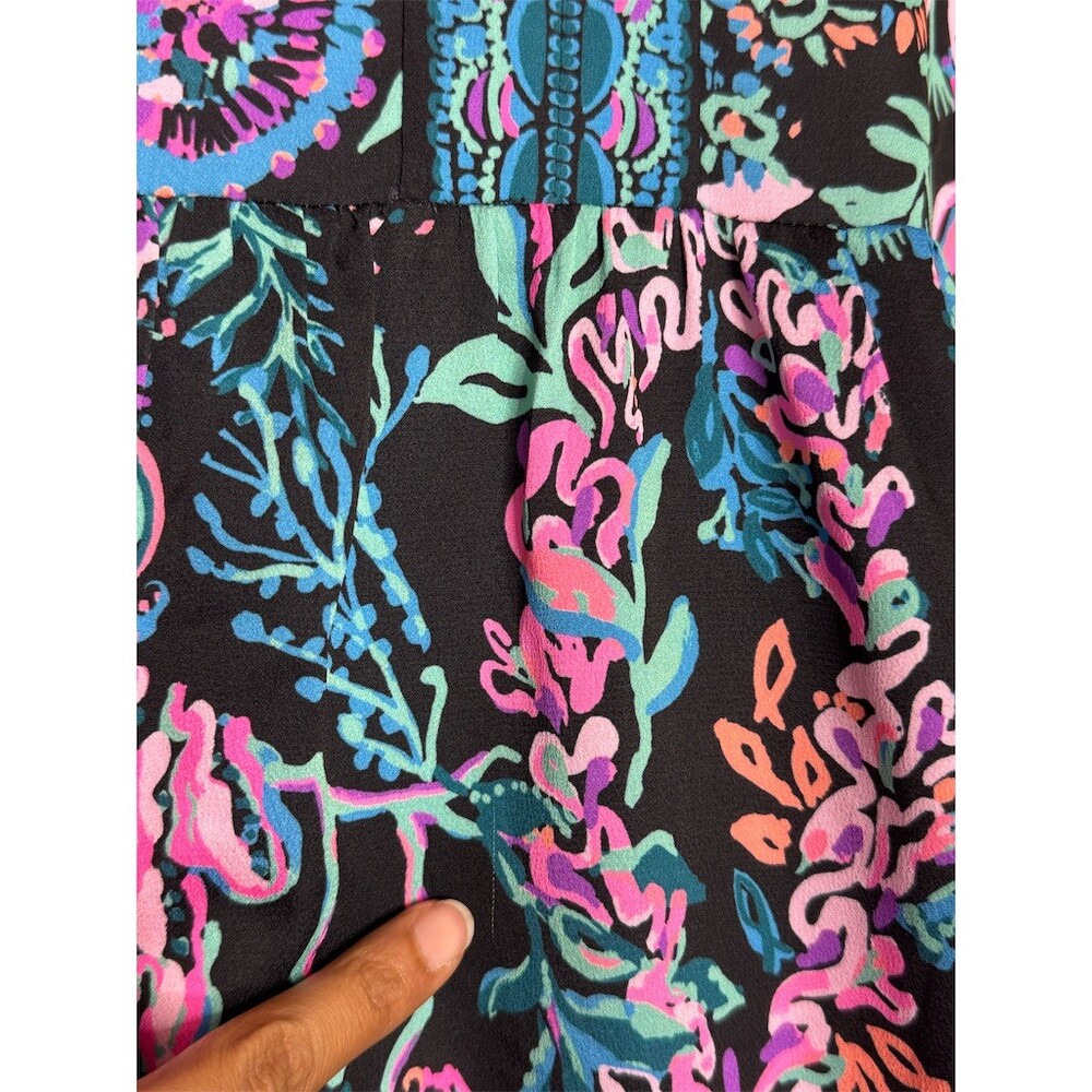 Lilly Pulitzer Arella Swing Dress Womens M Black Coral Reef Print V-Neck - Picture 7 of 12